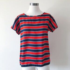J crew silk blouse silk shirt red blue